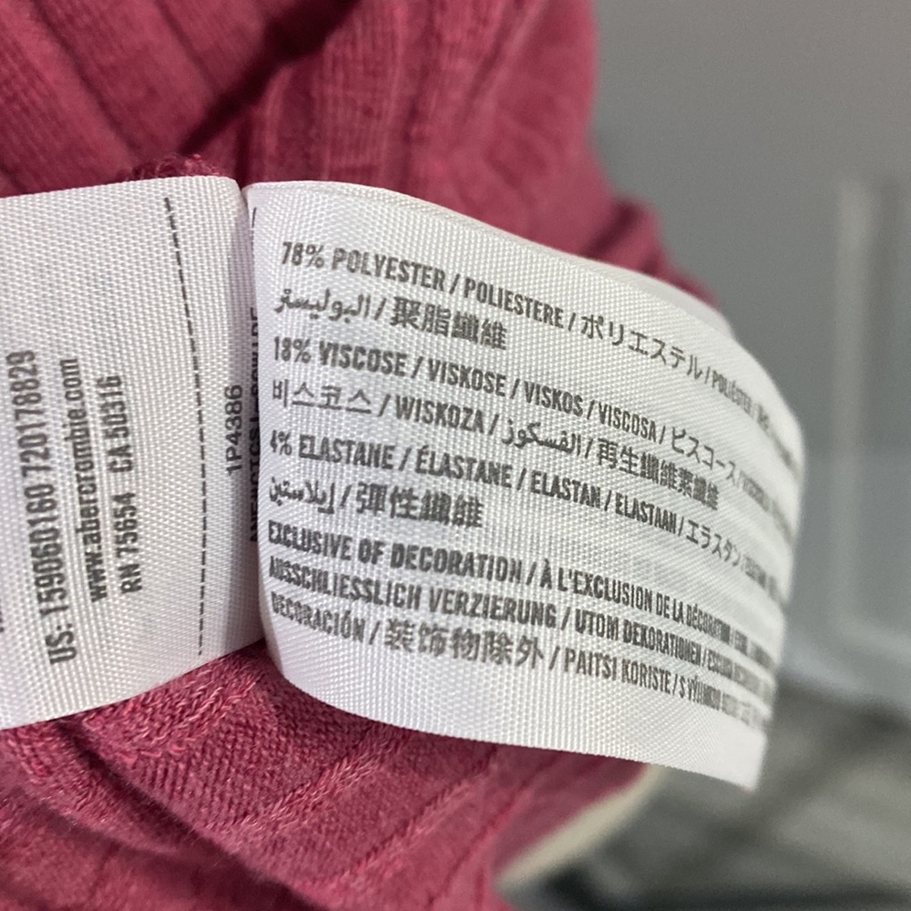 Abercrombie & Fitch Dress Womens Small Raspberry Ribbed Short Sleeve Mini - Picture 5 of 5